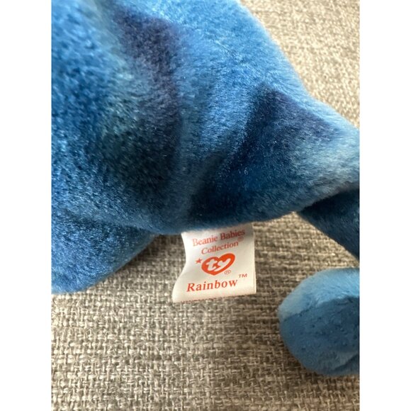 Vintage 1997 Ty Beanie Baby Rainbow Dark Blue Plush Collectible Stuffed Animal - Picture 5 of 8